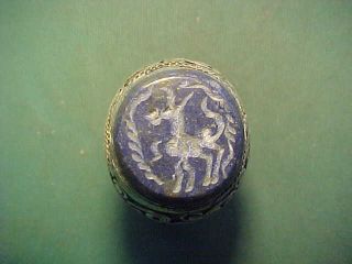 Near Eastern Hand Crafted Intaglio Ring Lapis Lazuli (mule) Circa 1700 - 1900 photo