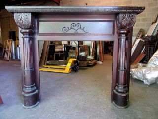 Beefy Antique Carved Oak Fireplace Mantel 65 X 51 Architectural Salvage photo