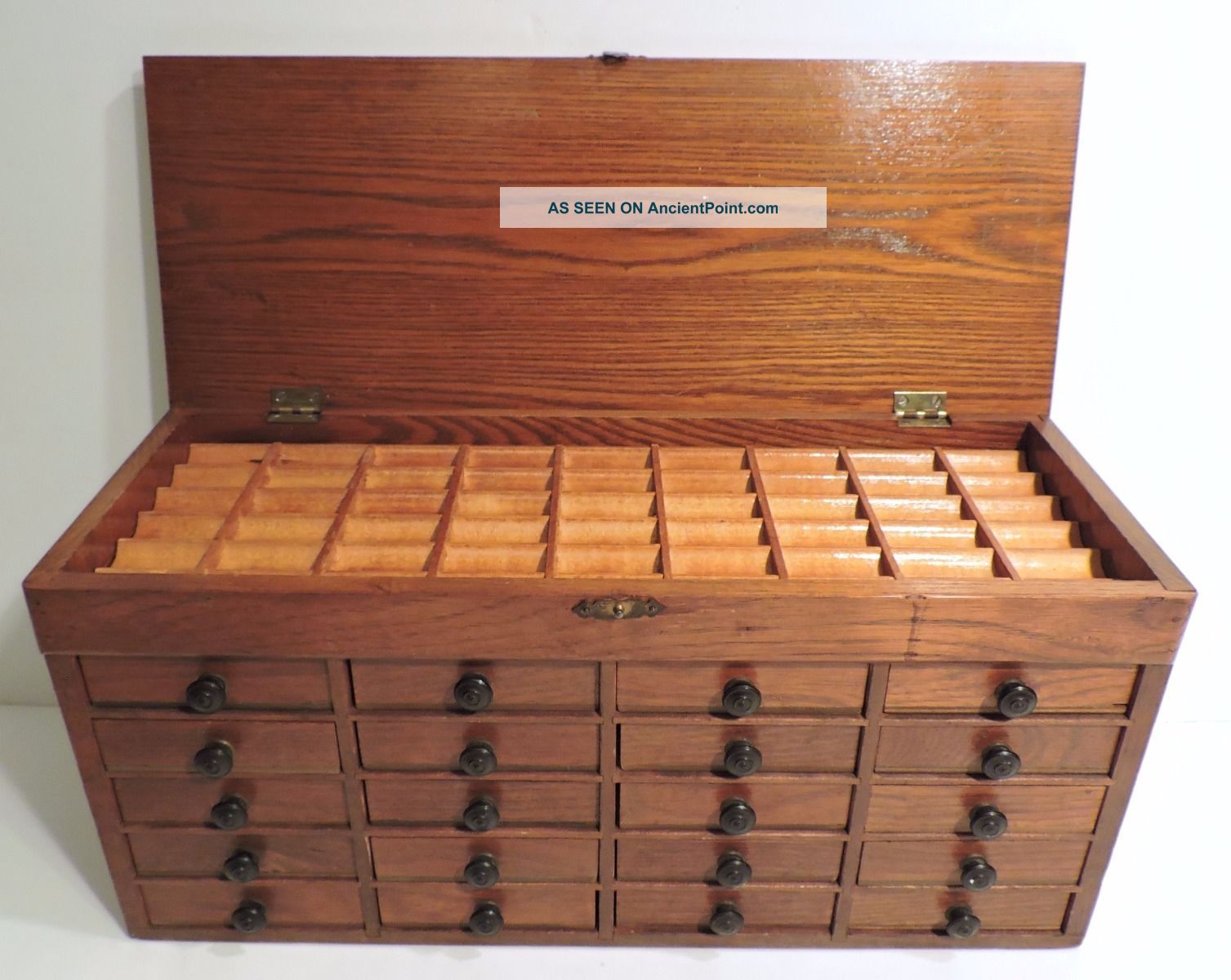 Antique 1900 Watchmakers 20 Drawer Chest Jeweler Lift Top Jewelry Fly Cabinet 1900-1950 photo
