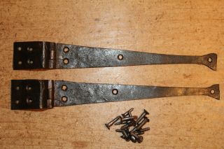 Antique Wrought Iron Hinges For Old Pine/oak Blanket Box/chest/trunk photo