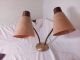 Vintage Mid Century Modern Table Lamp Fiberglass Cone Shades Double Goose Neck Mid-Century Modernism photo 2