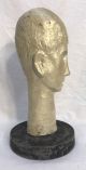 Vintage Cubist Young Man Bust Head Sculpture Statue Mid-Century Modernism photo 6
