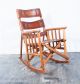 Mid Century Teak Rocking Chair Saddle Leather Folding Campaign Vintage Pazmino Mid-Century Modernism photo 1