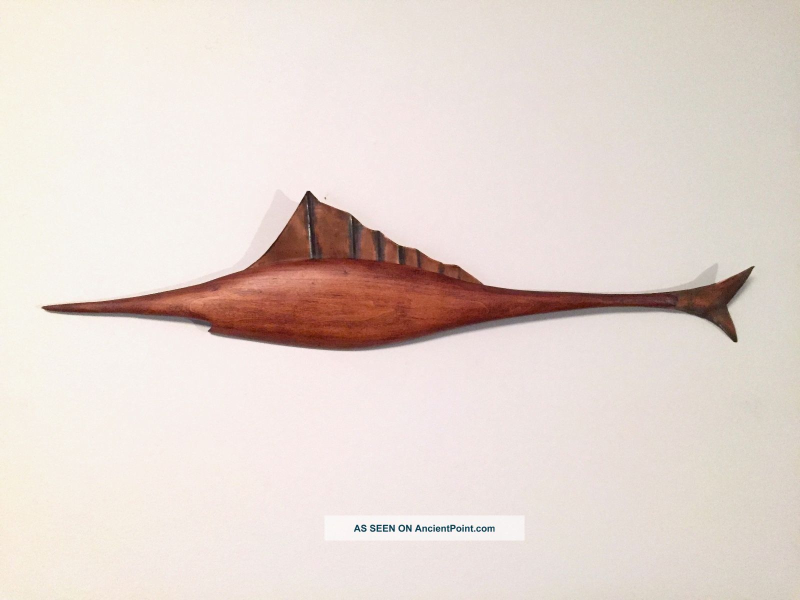 Vtg Wood Copper Metal Sailfish Fish Danish Mid Century Modern Wall Art Sculpture Mid-Century Modernism photo
