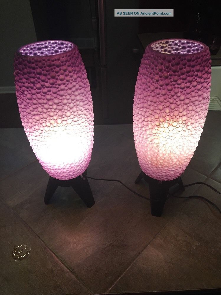 Mid Century Modern Purple Plastic Beehive Bubble Tripod Table Lamp/light Mid-Century Modernism photo