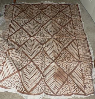 Antique Hand - Painted Tapa Bark Cloth,  South Pacific Polynesian 50 