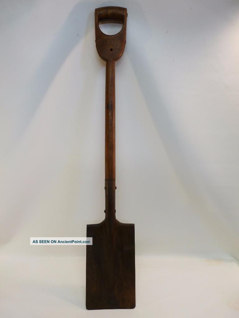 Rustic Primitive Antique Wood Garden Barn Coal Railroad Shovel D Handle Tool Primitives photo