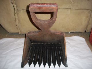 Antique Wood & Metal Primitive Berry Seed Rake With Handle photo