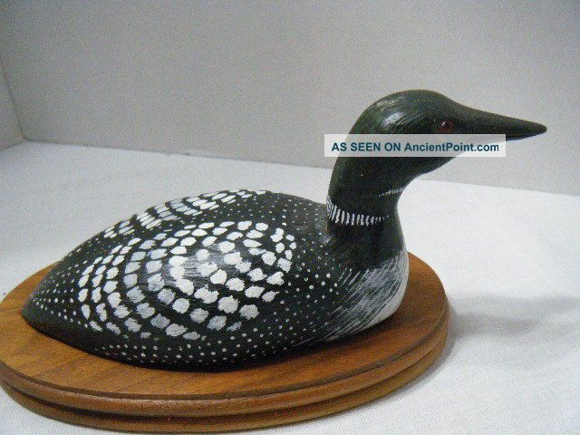 Carved Painted Wood Loon Signed Doc Eiber Nelson,  Wi 1989 Other Antique Home & Hearth photo