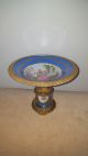 French Sevres Style Signed Hand Painted Porcelain Pedestal Centerpiece Bowls photo 2