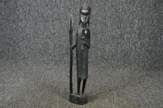 Wooden African Warrior Carving Figurine 13 3/4 