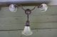 2 Vtg Architectural Gas Electric Brass Chandelier Ceiling Hanging Light Fixture Chandeliers, Fixtures, Sconces photo 4
