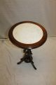 Elegant Antique American Made Walnut Round Marble Top Lamp Side Table,  19th C. 1800-1899 photo 2
