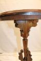 Elegant Antique American Made Walnut Round Marble Top Lamp Side Table,  19th C. 1800-1899 photo 4