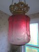 Grand Victorian Cranberry Glass Paraffin Hall Oil Lamp Hanging Light Lamps photo 1