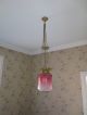 Grand Victorian Cranberry Glass Paraffin Hall Oil Lamp Hanging Light Lamps photo 2