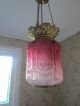 Grand Victorian Cranberry Glass Paraffin Hall Oil Lamp Hanging Light Lamps photo 4