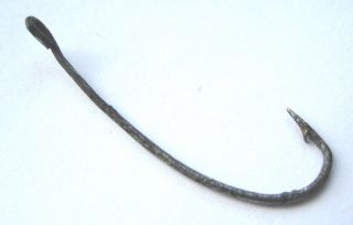 Large Circa.  200 - 300 A.  D British Found Roman Period Iron Fishing Hook photo