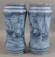 1726 Antique 18thc Light Blue Faience Majolica Apothecary Jars,  Ship Paintings Bottles & Jars photo 1