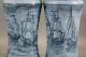 1726 Antique 18thc Light Blue Faience Majolica Apothecary Jars,  Ship Paintings Bottles & Jars photo 3