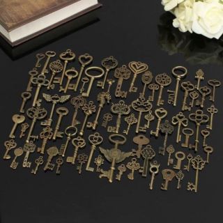 69pcs Unique Diy Antique Vintage Old Look Bronze Skeleton Keys Fancy Pendant photo