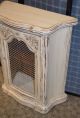 Vintage Shabby Cottage Chic French Style Small Accent Cabinet W/metal Panel Post-1950 photo 2