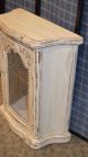 Vintage Shabby Cottage Chic French Style Small Accent Cabinet W/metal Panel Post-1950 photo 4