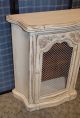 Vintage Shabby Cottage Chic French Style Small Accent Cabinet W/metal Panel Post-1950 photo 5