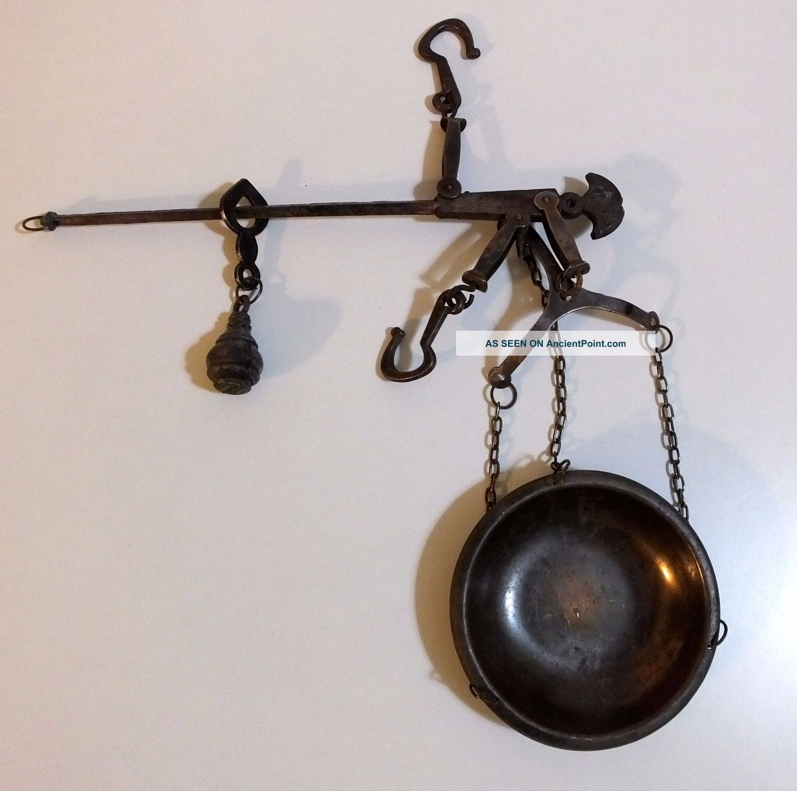 Antique Old Hanging Metal Cast Iron Balance Scale Miniature