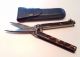 Antique Folding Balisong Tortoise Shell Butterfly Scissors In Case Tools, Scissors & Measures photo 1
