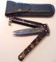 Antique Folding Balisong Tortoise Shell Butterfly Scissors In Case Tools, Scissors & Measures photo 2