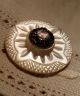 Antique 1800 ' S Carved Mother Of Pearl Button W/ Cloisonne Center - As Found Buttons photo 6
