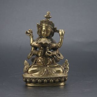 Chinese Collectable Brass Carved A Buddism Happy Buddha Statue photo