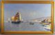 Lg Antique C Bellini Italian Impressionist Sailboat Harbor Seascape Oil Painting Other Maritime Antiques photo 1