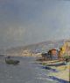 Lg Antique C Bellini Italian Impressionist Sailboat Harbor Seascape Oil Painting Other Maritime Antiques photo 5