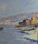 Lg Antique C Bellini Italian Impressionist Sailboat Harbor Seascape Oil Painting Other Maritime Antiques photo 6