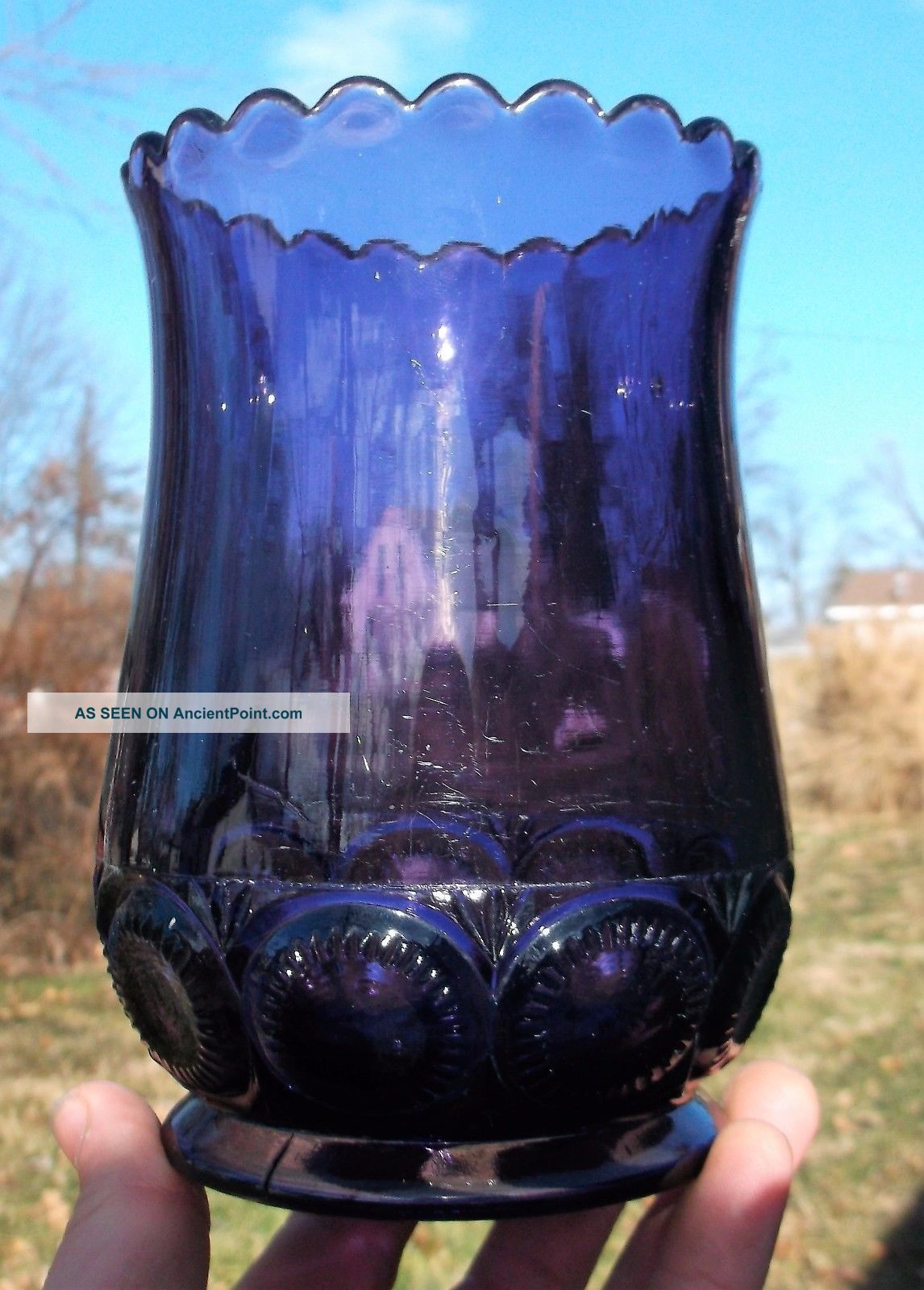 Fancy Purple Vase W/wide Opening 1910 ' S Era Decorative L@@k Vases photo