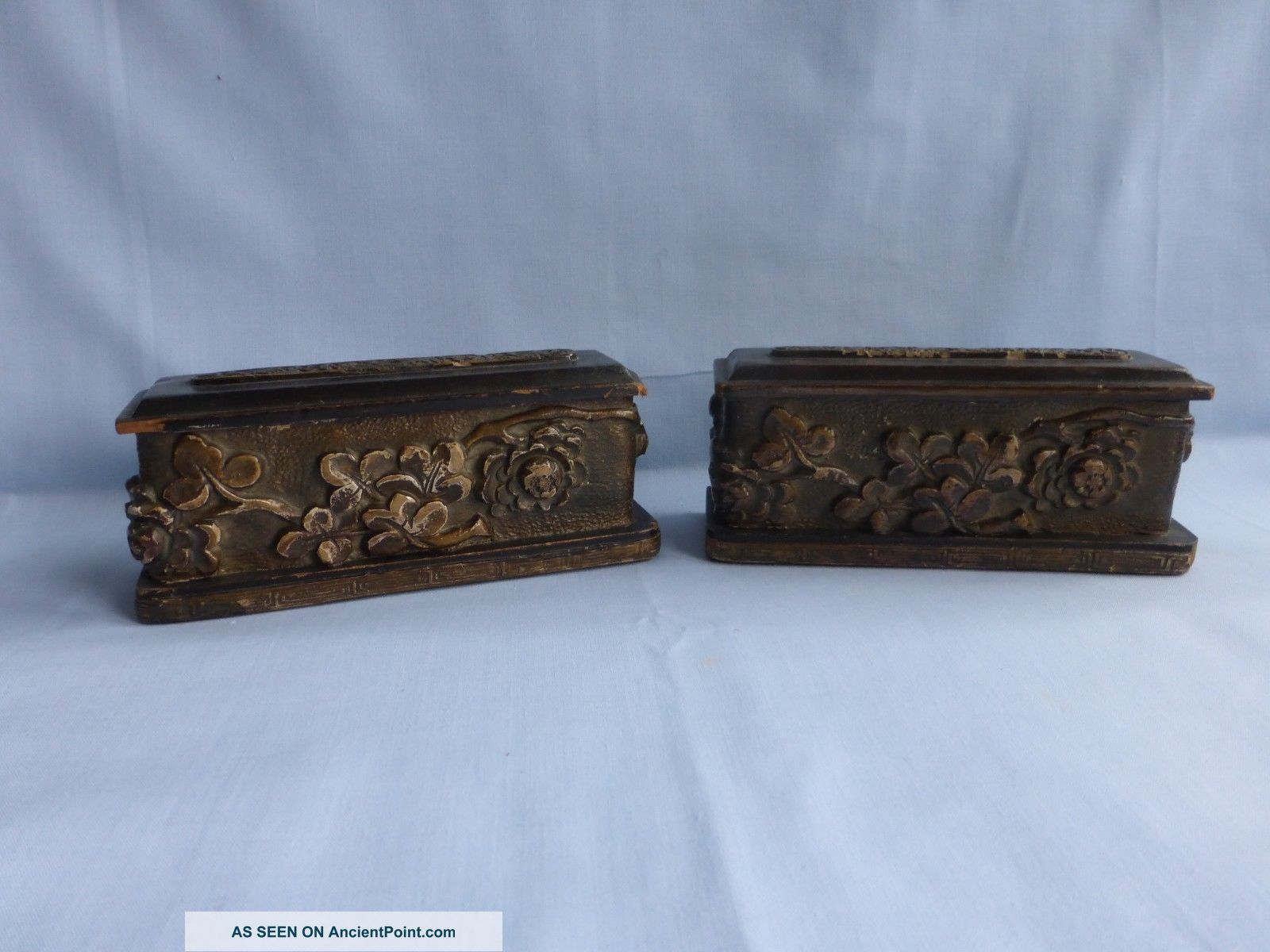 Antique Carved Wood Bookends Coffin Mortuary? Bible? Arts And Crafts Movement Arts & Crafts Movement photo