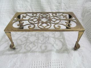 Antique Solid Brass Fireplace Stand,  Stool,  Trivet,  Kettle Holder,  Lion Paw Feet photo