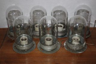 Vintage Barn Porch Explosion Proof Light Fixtures & Screw On Globes Steampunk photo