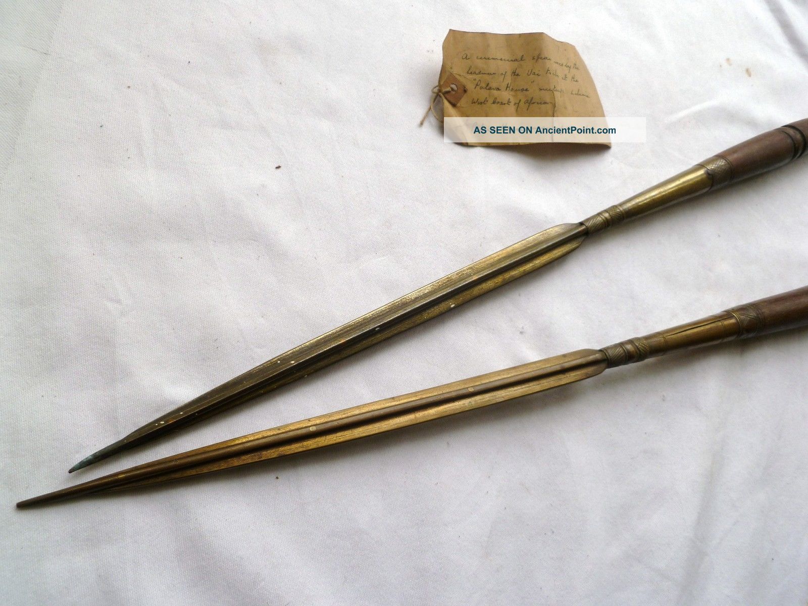 Liberian: 2 Antique West African Bronze Court Spears.  Ceremonial Assegai Knife Other African Antiques photo