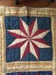 Early Antique Calico Quilt Entire Back Homespun Star Pattern Red Blue Green Aafa Primitives photo 4