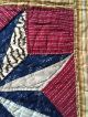 Early Antique Calico Quilt Entire Back Homespun Star Pattern Red Blue Green Aafa Primitives photo 5