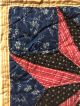 Early Antique Calico Quilt Entire Back Homespun Star Pattern Red Blue Green Aafa Primitives photo 6