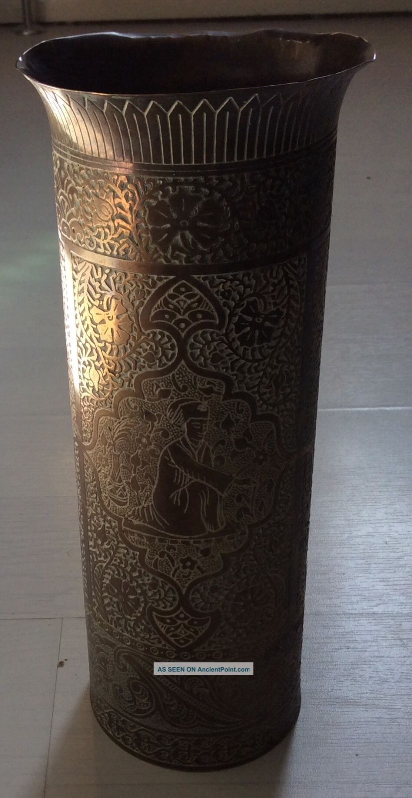 Vintagr Brass Vase Etched With Islamic Decoration By Kinco Middle East photo