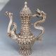 Old Antique Tibet Silver Bronze Two Dragon Wine Teapot W Qing Dynasty Mark Teapots photo 5