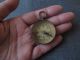 Antique Pocket Watch Shaped Gilt Brass Compass Pendant Fob Germany Compasses photo 1
