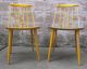 Pair Folke Palsson Danish Modern Spindle Back Side Chairs Dining Mid Century J77 Post-1950 photo 1
