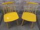 Pair Folke Palsson Danish Modern Spindle Back Side Chairs Dining Mid Century J77 Post-1950 photo 2