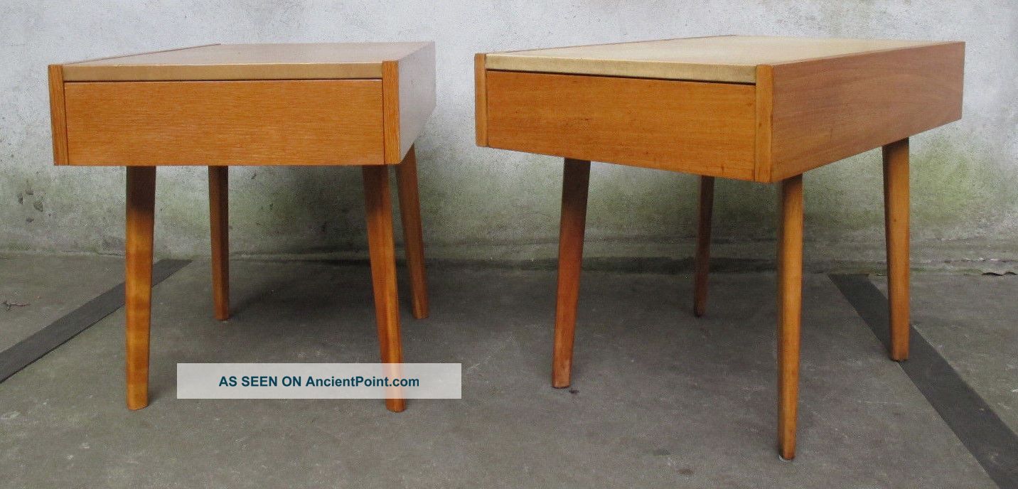 Pair (2) George Nelson Herman Miller Leather Top End / Side Table Mid Century Post-1950 photo